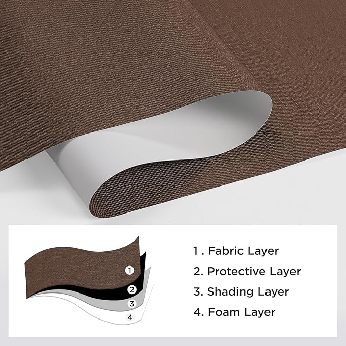 Joydeco 100% Blackout Roller Shades (Pro), Free-Stop Cordless Blinds for Windows, UV Protection, Natural Woven Blinds for Home and Office, Light-Proof Aluminum Cover (Coffee, 32" W x 75" H)