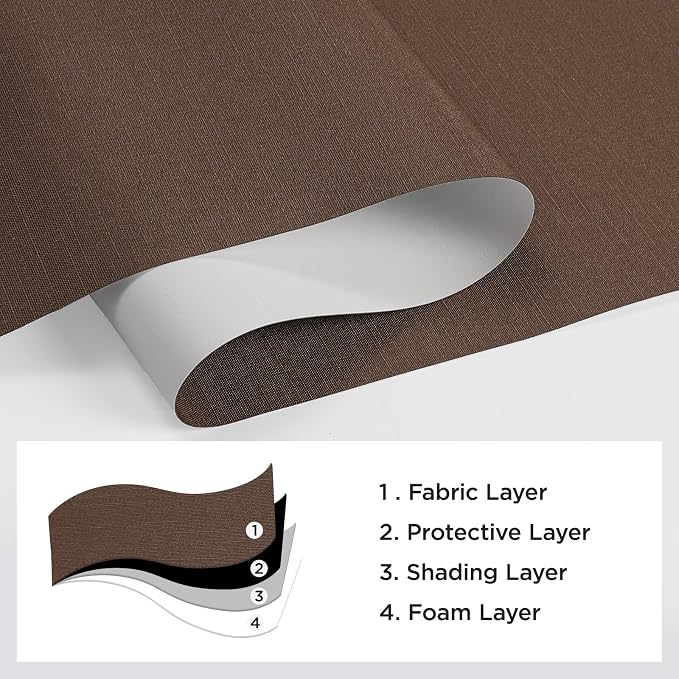 Joydeco 100% Blackout Roller Shades (Pro), Free-Stop Cordless Blinds for Windows, UV Protection, Natural Woven Blinds for Home and Office, Light-Proof Aluminum Cover (Coffee, 17" W x 48" H)