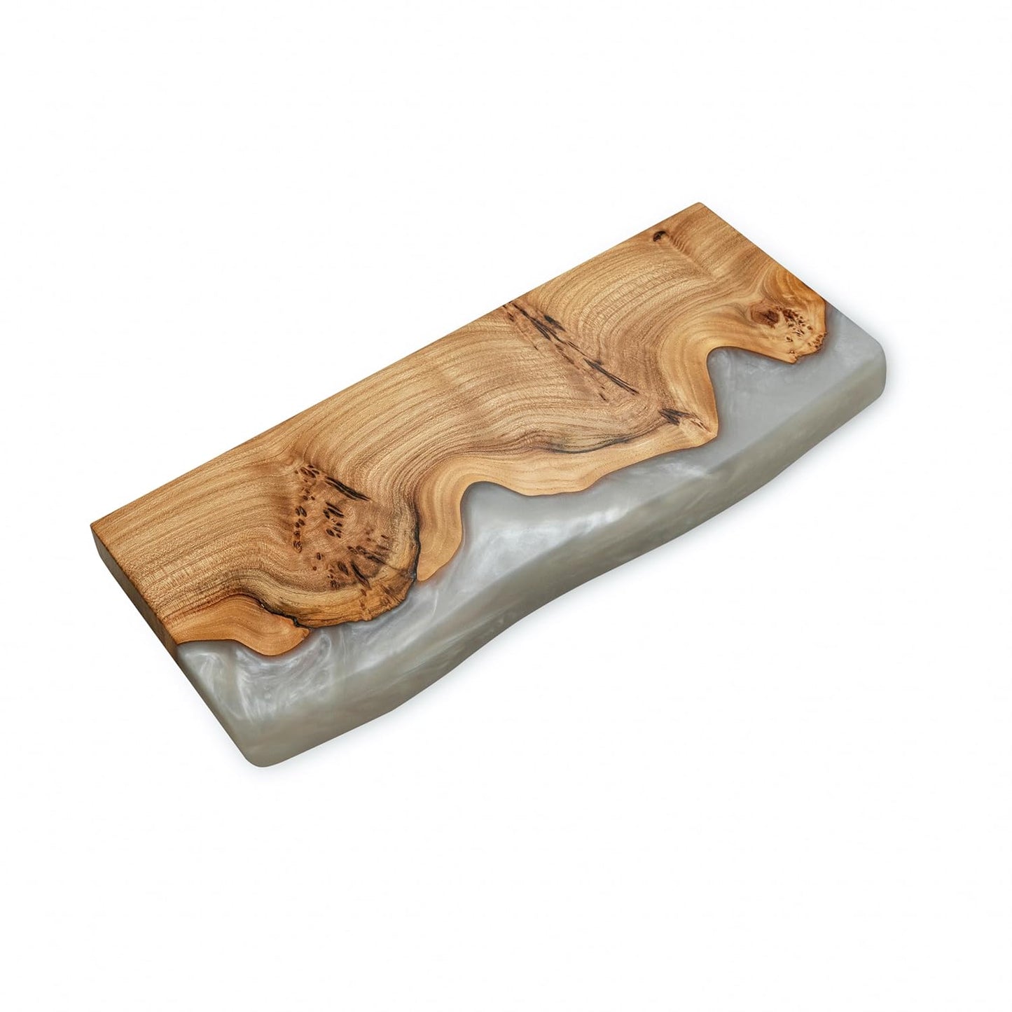 RWA Floating Shelves for Wall Decor - Epoxy & Wood Wall Shelf Plank, Stylish Shelves for Room Wall Living Room Bedroom Office Organization - Elegant Wall Mounted Shelves Design (Medium, platinum)