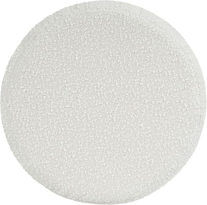 HomePop Upholstered Round Ottoman (No Lid, Seat Only) | HomePop Home Décor | Round Pouf Foot Rest – Cream Boucle