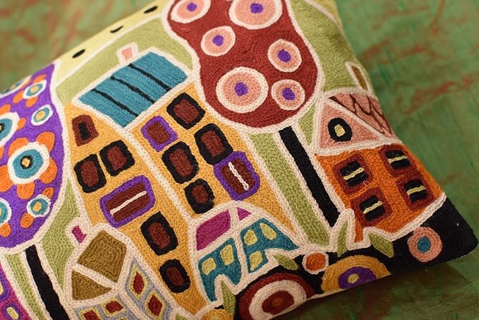 Yellow Plant Floral Pillow Cover Karla Gerard Tree Flower Pillowcase Floral Couch Cushion Kids Room Pillowsham Gold Plant Toss Hand Embroidered Cushions Wool 14x24