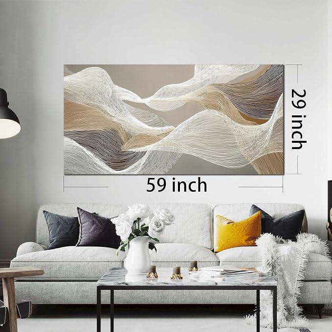 AOZEMI Abstract Wall Art Grey Wall Decor White Pictures Art Print Modern Canvas Artwork for Bedroom Bathroom Living Room Office 29"x 59"