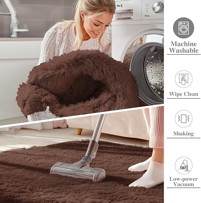 OLANLY 6x7 Area Rugs for Living Room Bedroom, Machine Washable Soft Fluffy Shaggy Bedside Rug, Indoor Floor Carpet for Kids Girls and Boys, Dorms, Nursery Rooms, Home Decor Aesthetic, Coffee