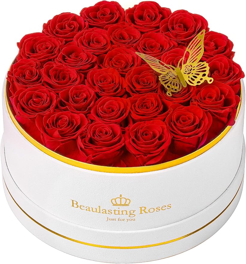 27 Preserved Roses Forever Flowers Real Roses in a Box Mother's Day Birthday Flowers for Her Mom Women Wife Valentine's Day, Red Roses