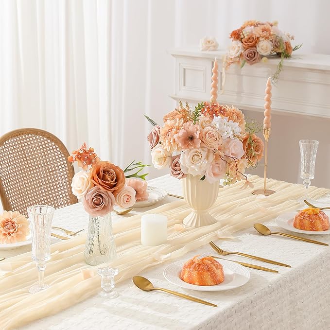 Floweroyal Artificial Flowers Fake Rose Flowers Dahlia with Stems for DIY Wedding Bridal Bouquets, Baby Shower, Floral Arrangement, Table Centerpieces, Home Decorations