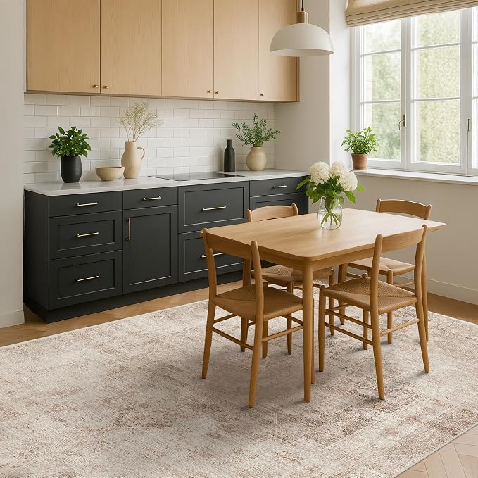 Hazo Haus Farmhouse Area Rugs 9x12 for Living Room - Abstract Medallion Rug for Bedroom, Dining Room Under Table, Washable Non Slip, Fade & Stain Resistance