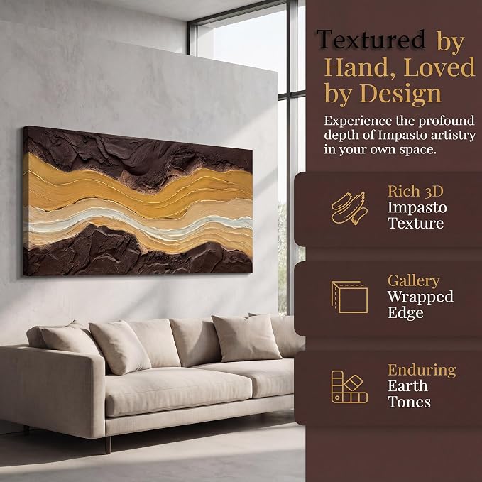 Acocifi Earth Tone Abstract Canvas Wall Art 40"x20", Textured Painting | Textured Neutral Canvas Painting, Modern Minimalist Wall Decor for Living Room Bedroom Office Home Decor, Easy To Hang