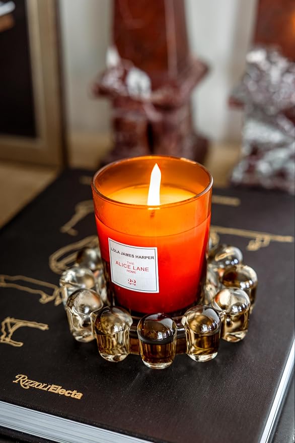 Original Bubble Candle Dish Large by Alice Lane – Amber Glass Decorative Candle Holder for Home Decor, Large Candles & Diffusers