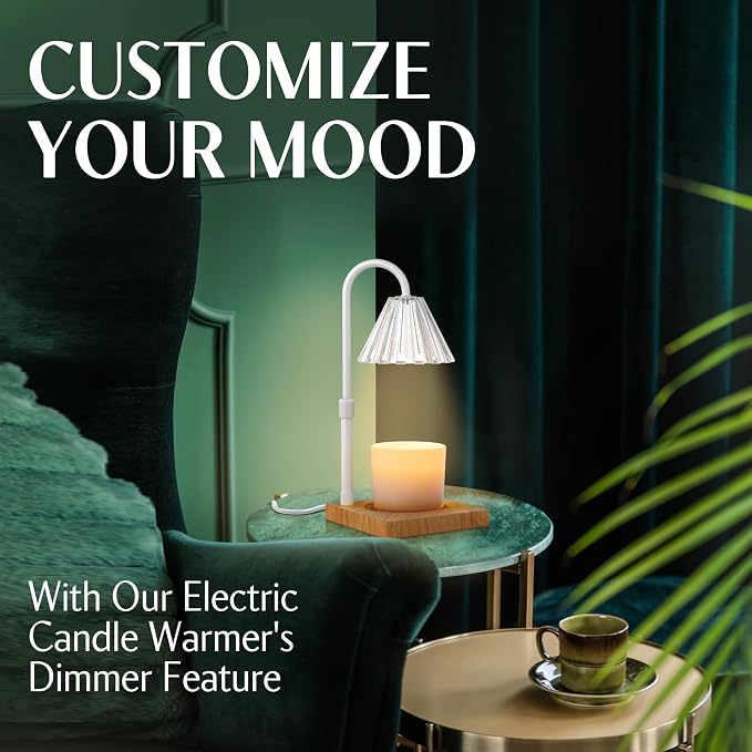 Candle Warmer Lamp with Timer and Dimmer & Includes 2 Bulbs, Electric Wax Candle Lamp Warmer for Jar Candles, Home Decor Aesthetic, and House Warming Gifts - White Glass