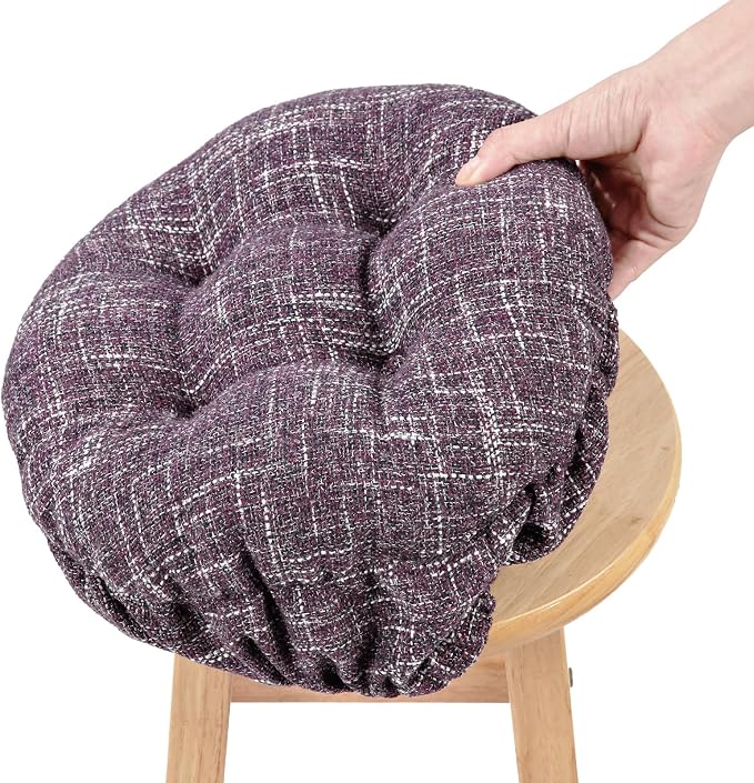 SINOSSO Modern Bar Stool Cushion Dia.13, Fashion Interweaving Design Anti-Skid Silicone Round Stool Seat Cushion Cover Padded (Purple, M,1)