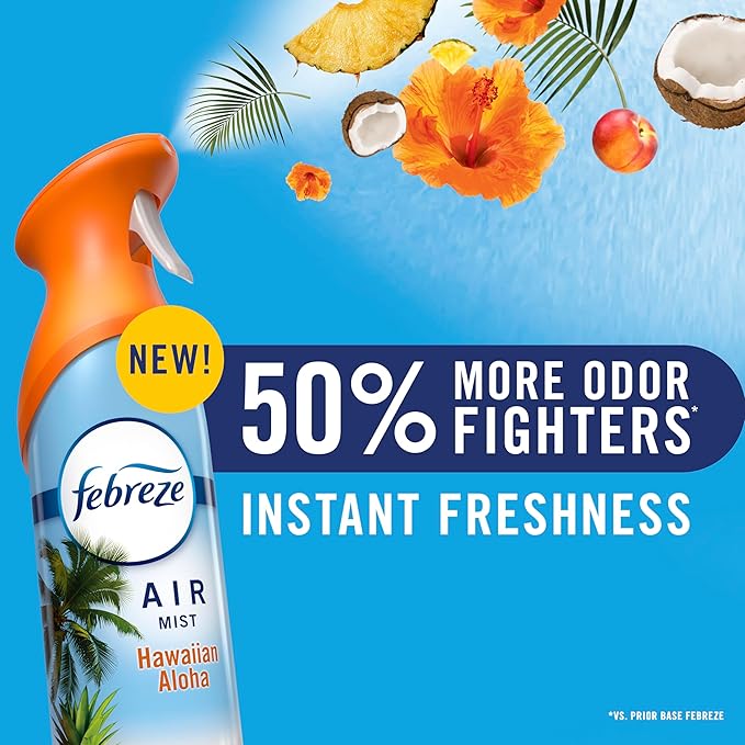 Febreze Air Mist, Air Freshener Spray, Odor Fighting Room Spray, Deodorizer for Home Bathroom Kitchen Office Apartment Dorm Room Classroom, Unstopables Fresh Scent, 8.1oz (Pack of 3)