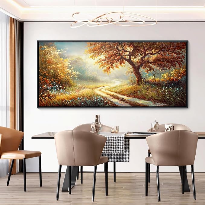 YDYSUNE Extra Large Landscape Canvas Poster Wall Art Vintage Countryside Field Path Scenery Picture Print Wall Decor Retro Painting Artwork for Modern Home Bedroom Office 70x31inch
