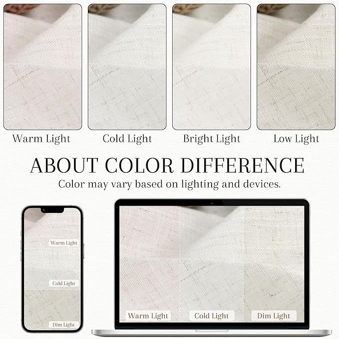 Nanspring Cream Extra Long Back Tab Linen Curtains 228 Inches Long for Living Room Light Filtering Semi Sheer Rod Pocket Large Window Curtains High Floor to Ceiling Bedroom Natural 50x228 2 Panel