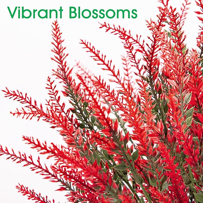 Ouddy Decor 24 Bundles Artificial Lavender Fake Flowers Faux Plastic Plants for Home Wedding Kitchen Garden Patio Window Box Office Table Centerpieces Indoor Outdoor Decor, Red
