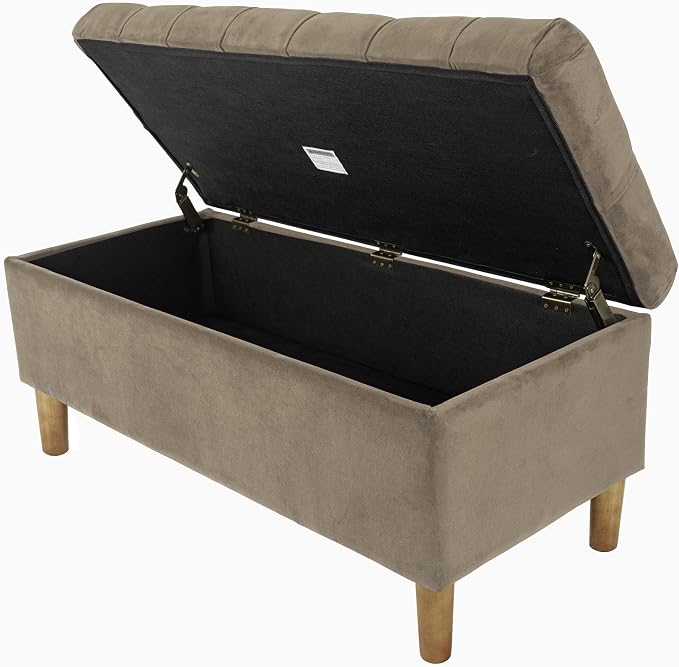 HomePop Ainsley 40" Storage Ottoman Bench - Fawn Velvet