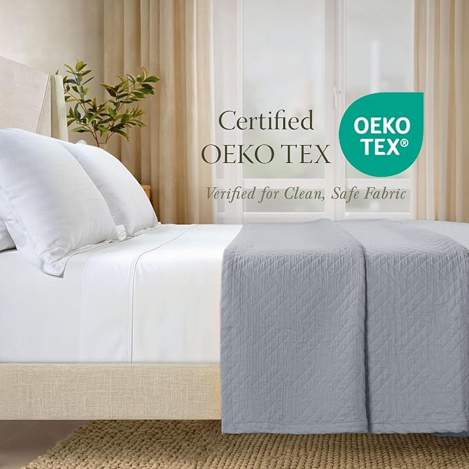 Threadmill Luxury Cotton Blankets for Queen Size Bed | All-Season 100% Cotton Queen Size Blanket | Jacquard Cozy Lightweight, Soft Breathable Coverlet fits Full Size Bed, 90x92 | Scottish Grey