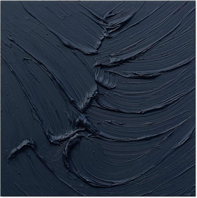 zoinart Black Textured Wall Art, 20x20 Hand Painted Abstract Oil Paintings on Canvas, Thick Texture Black Minimalist Contemporary Art