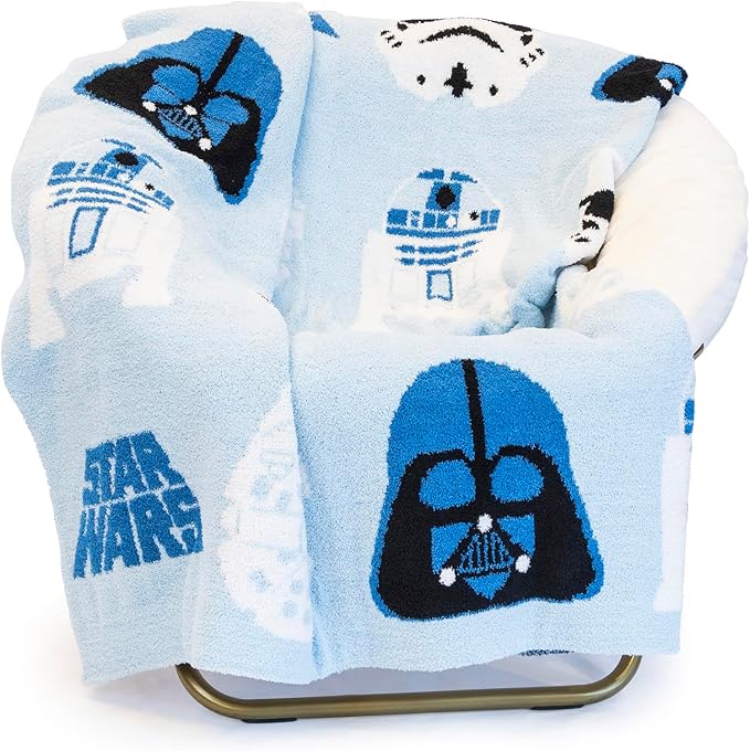 Jay Franco Star Wars Feather Knit Fluffy Throw Blanket - Darth Vader and R2D2 Fuzzy Blanket Measures 50 x 60 inch - Super Soft Lightweight Bedding