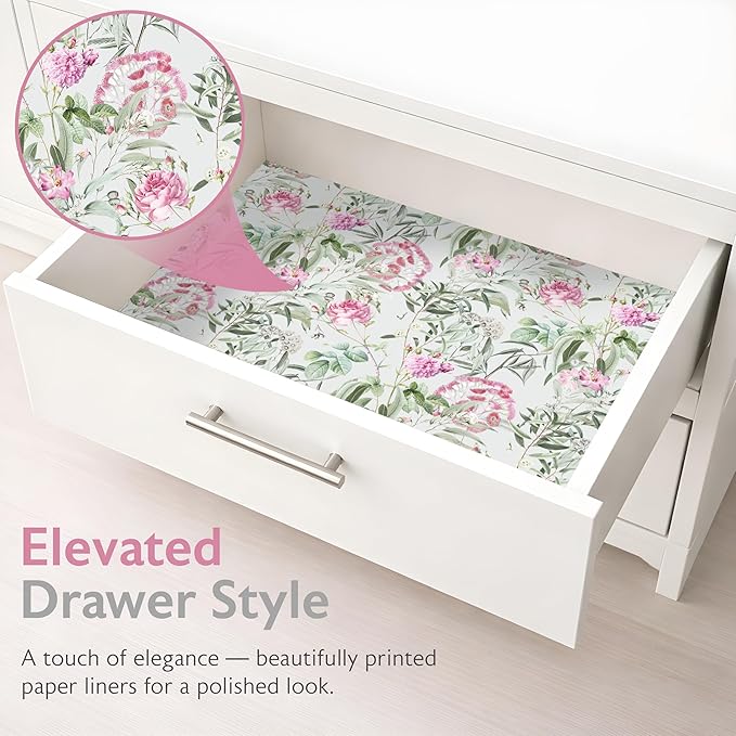 Scented Drawer Liners for Dresser Fragrant Paper Liner for Drawers Cabinet Shelf Linen Closet and Kitchen Scent Liners Non Adhesive (Garden Reverie)