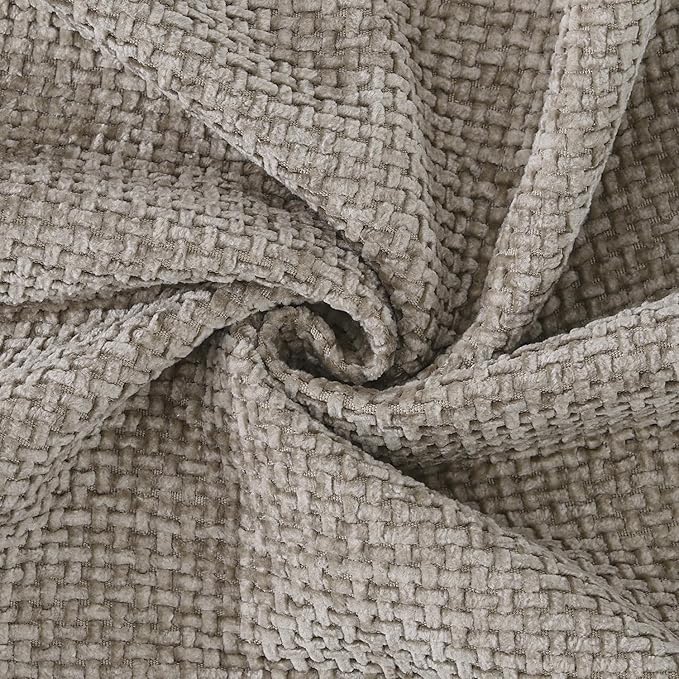 MADIZZ Decorative Chenille Velvet Throw Pillow Covers Set of 2 Soft Boho Textured Neutral Couch Throw Pillow for Bed Modern Farmhouse Home Decor for Sofa Livingroom Taupe 16x16 Inch