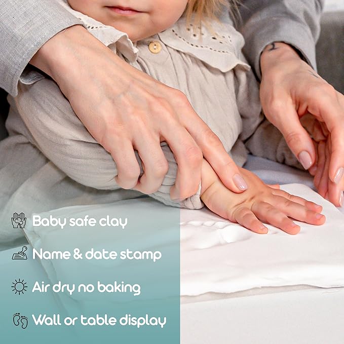 Baby footprint kit with LED night light - Hand and foot prints - Newborn - Baby shower gifts - Newborn essentials - Memory frame - Room decoration - Memory frame with clay hand prints - New XL size