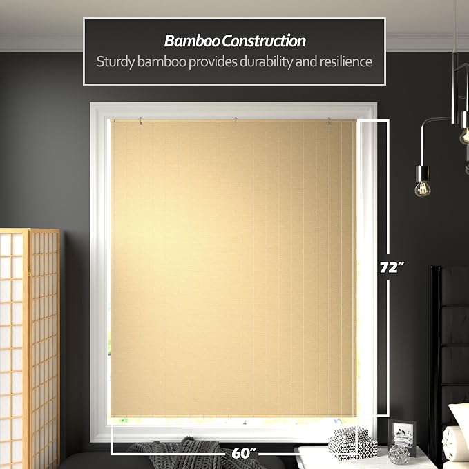 Red Lantern Matchstick Cordless Window Shade - Natural, 60" Wide