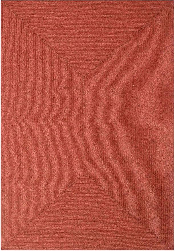 Superior Indoor Outdoor Area Rug, Handwoven Reversible Braided Home Decor for Living Room, Kitchen, Entryway, Patio, Front Porch, Deck, Modern, Boho, Farmhouse Style, 5' x 8', Brick