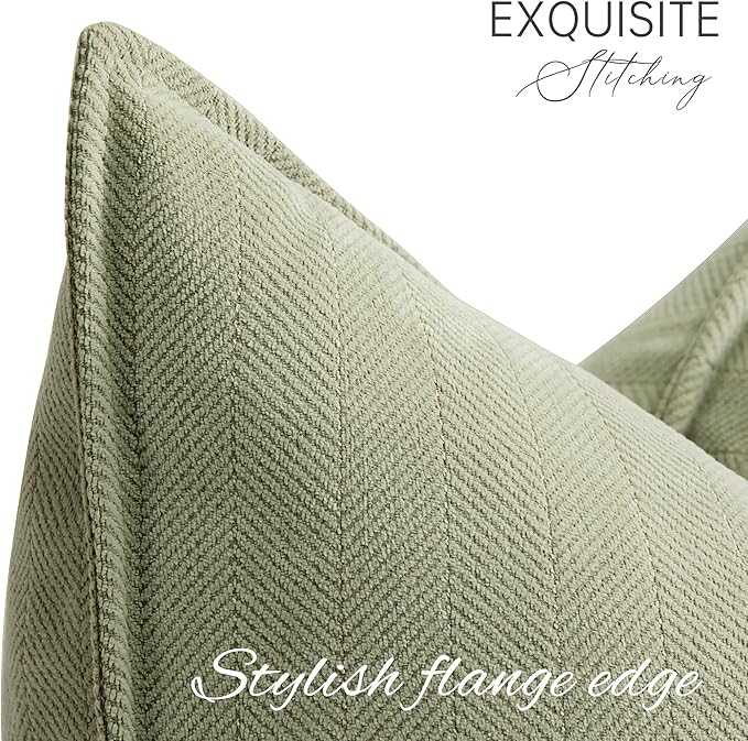 ZWJD Sage Green Pillow Covers 24x24 Set of 2 Chenille Throw Pillow Covers with Elegant Design Soft and Luxurious Decorative Throw Pillows for Couch, Bed, and Home Decor