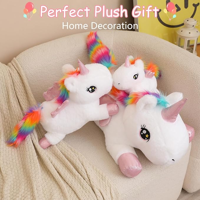 SQEQE Weighted Unicorn Plush, Weighted Unicorn Stuffed Animal, Cute Plushies Soft Pillow Toy Gift for Kids Adults 9.8 Inch, 0.8 Lbs