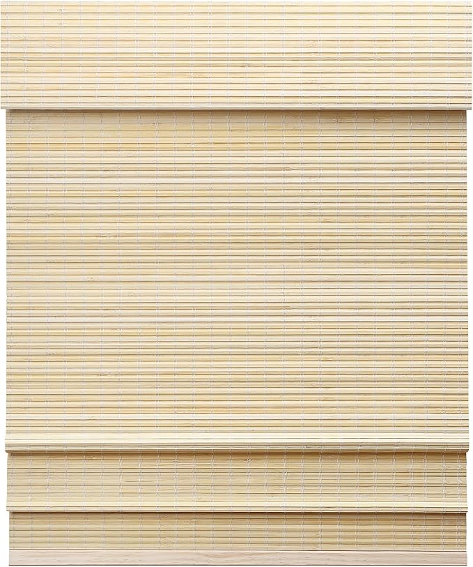 LazBlinds Cordless Bamboo Roman Shades for Windows, 46'' W x 60'' H | Protecting Privacy, Real Natural Bamboo Material, Bamboo Blinds for Bedroom Living Room Office Indoor