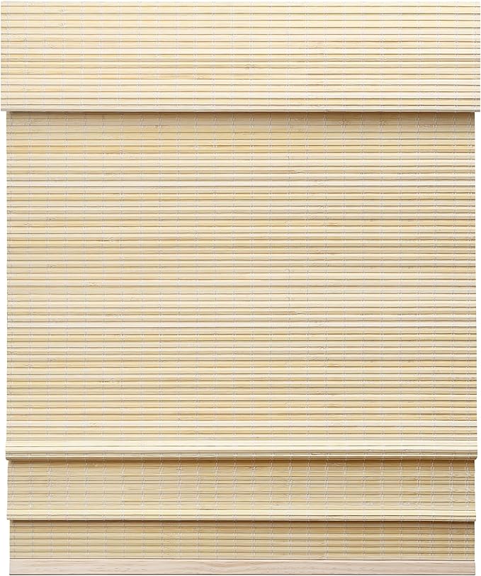 LazBlinds Cordless Bamboo Roman Shades for Windows, 47'' W x 60'' H | Protecting Privacy, Real Natural Bamboo Material, Bamboo Blinds for Bedroom Living Room Office Indoor