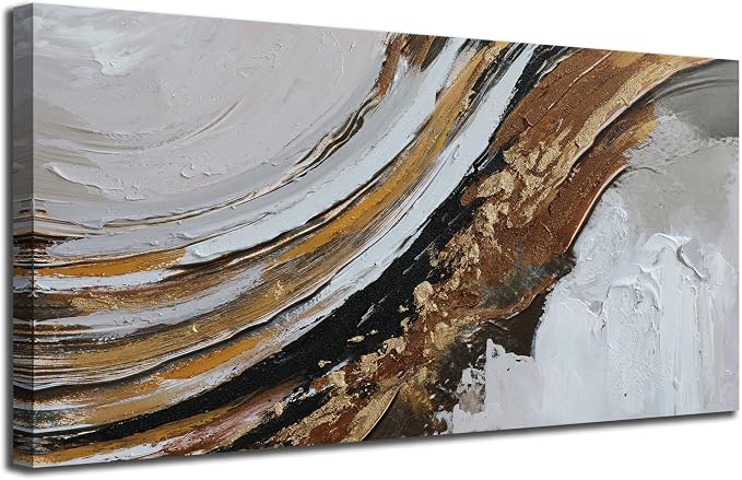 Ardemy Abstract Wall Art Textured Gold Strokes Painting Extra Large 58"x29"- Golden Canvas Picture for Home Office Fluid Lines Modern Aesthetics Artwork Framed Bedroom Living Room Wall Decor