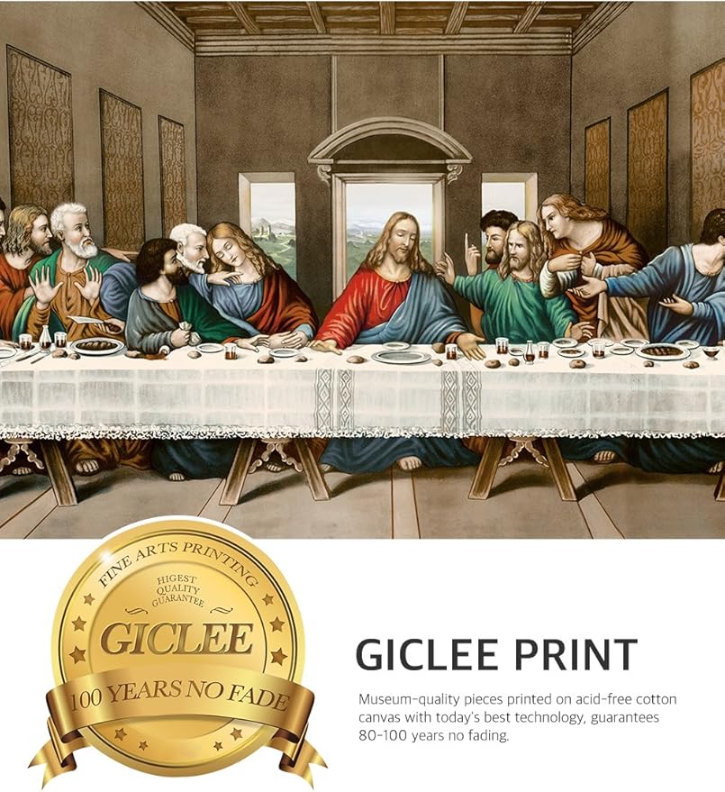 DECORARTS -The Last Supper, Leonardo da Vinci Classic Art Reproductions. Giclee Print& Museum Quality Framed Art for Wall Decor. 24x12, Framed size: 29x17