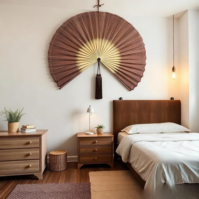 ChumDecor Fan Wall Decor,Decorative Folding Fan for Over Bed Decorations