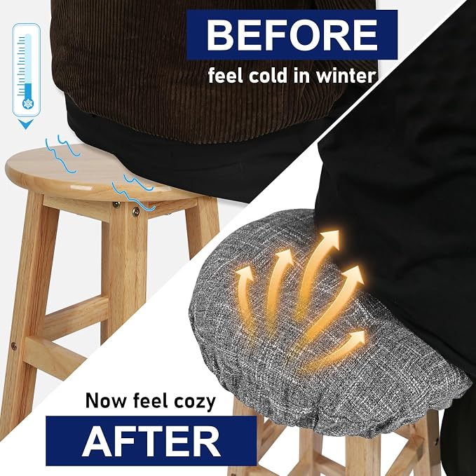 SINOSSO Modern Bar Stool Cushion Dia.13, Fashion Interweaving Design Anti-Skid Silicone Round Stool Seat Cushion Cover Padded (Light Gray, M,1)