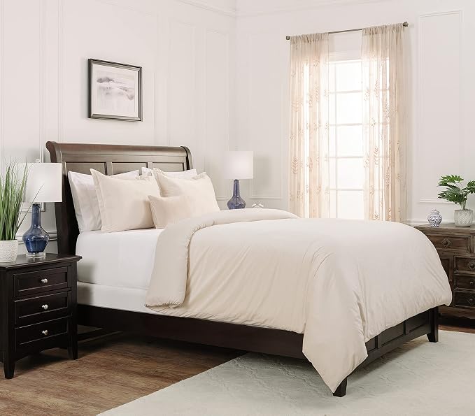 Chanasya Premium Velour Velvet Duvet Cover Set - Duvet Cover (68” x 90”) & 1 Pillow Sham (20” x 26”) - 2-Piece Set - Ivory, Twin Size