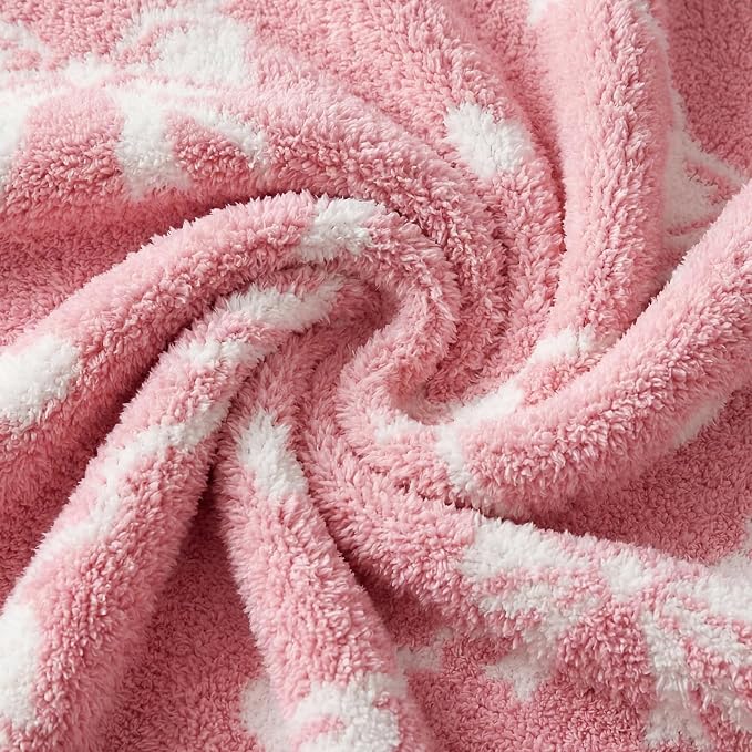 WRENSONGE Soft Throw Blanket for Couch-Cozy Reversible Knitted Blankets | Lightweight Warm Fluffy Decor for Women, Mom, Her & Girls, Sofa, Chair, Bed, 50x60in, Diamond Bowknot Pink