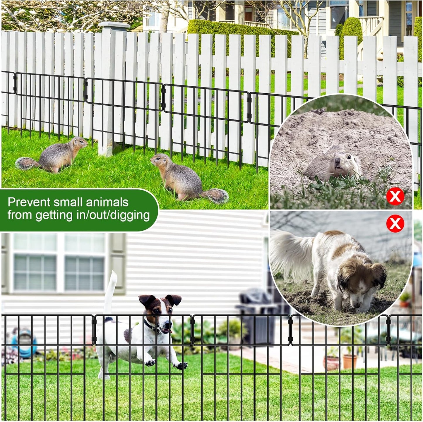 Decoration Garden Fence 16.5in x 10ft, 10 Pack Rustproof Metal Animal Barrier Fence, Arched Flower Bed Edge Decorative Rabbit (25 Panels - 17 in(H) X 27 ft(L))