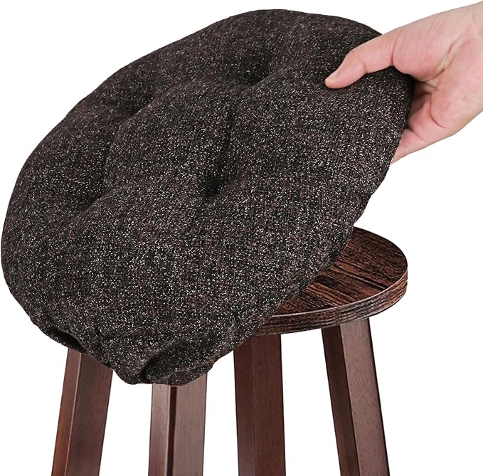 SINOSSO Modern Bar Stool Cushion Dia.14, Fashion Interweaving Design Anti-Skid Silicone Round Stool Seat Cushion Cover Padded (Dark Brown, L,1)