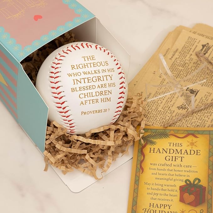 Christian Baseball Gifts – Proverbs 20:7 Integrity Scripture Baseball for Men, Boys, Women, Girls, Team Players – Faith Room Decor, College Dorm, Christmas Gift, Baseball Party Decoration