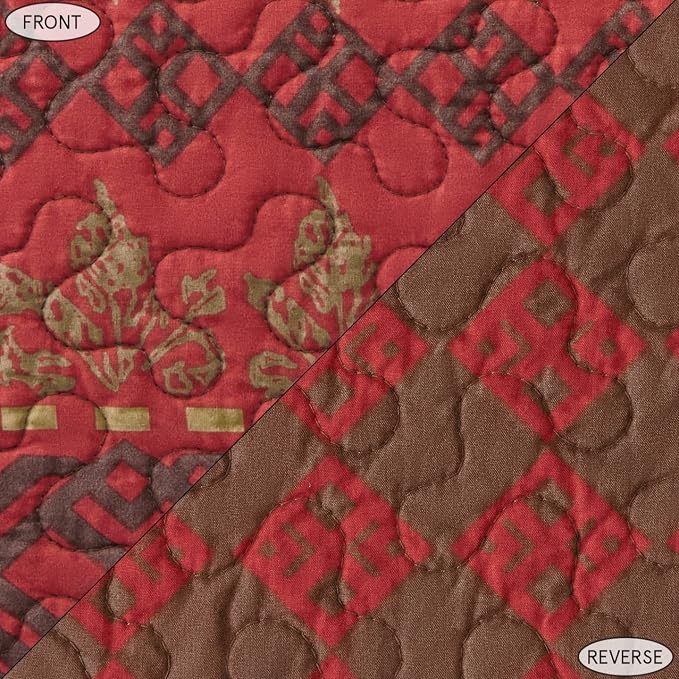 Paseo Road Rushmore 3 Piece Quilt Set with Pillow Shams, Queen Size, Cotton Reversible Luxury Bedding, Southwestern Rustic Style Bed Set, 1 Quilt and 2 Pillowcases