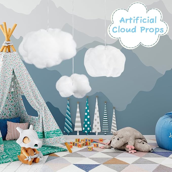 Jetec 9 Pieces Artificial Cloud Props Imitation 3D Cloud Shape Hanging Decorations Room DIY Decorative Hanging Ornament for Wedding Party Stage Show Decor (Small,Medium and Large Size)