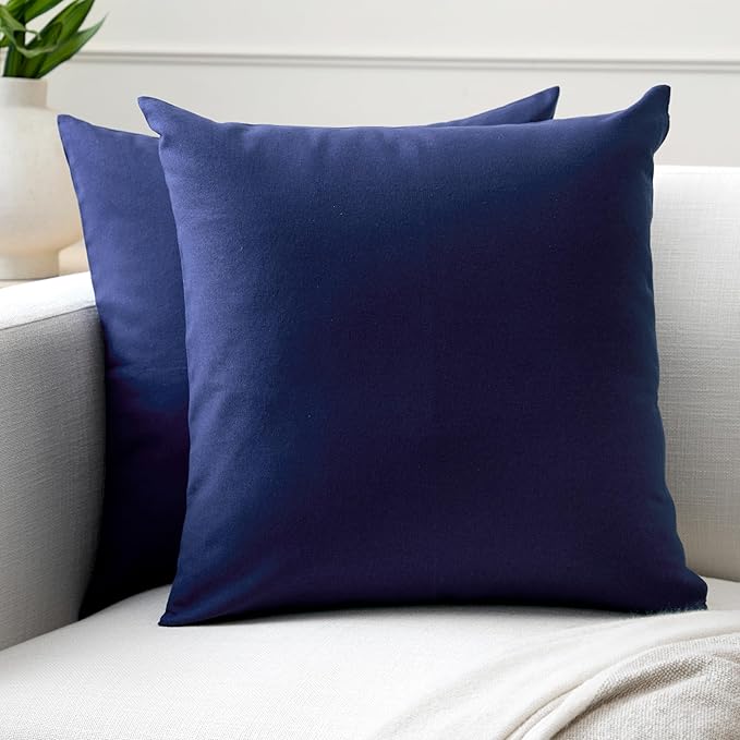 Encasa XO Throw Pillow Covers 16x16 in Set of 2 Scotch Blue | No Inserts | Cotton Pillow Covers for Living Room, Bed, Sofa, Couch | Decorative Cushion Covers with Improved Zipper
