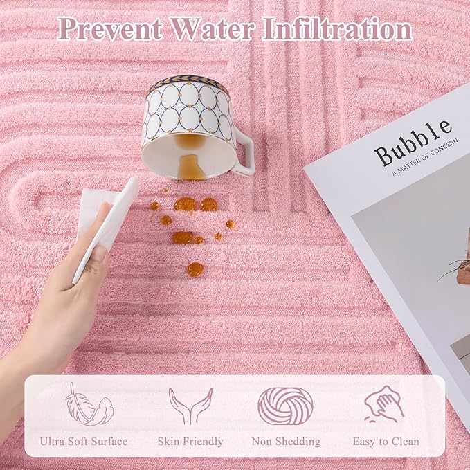 Pauwer Pink Area Rug for Girls Bedroom 2x3 Soft Fluffy Non Slip Machine Washable Rugs Arch Modern Indoor Mat Fuzzy Floor Carpet for Kids Nursery Living Room Dorm Playroom Dining Baby Home Decor