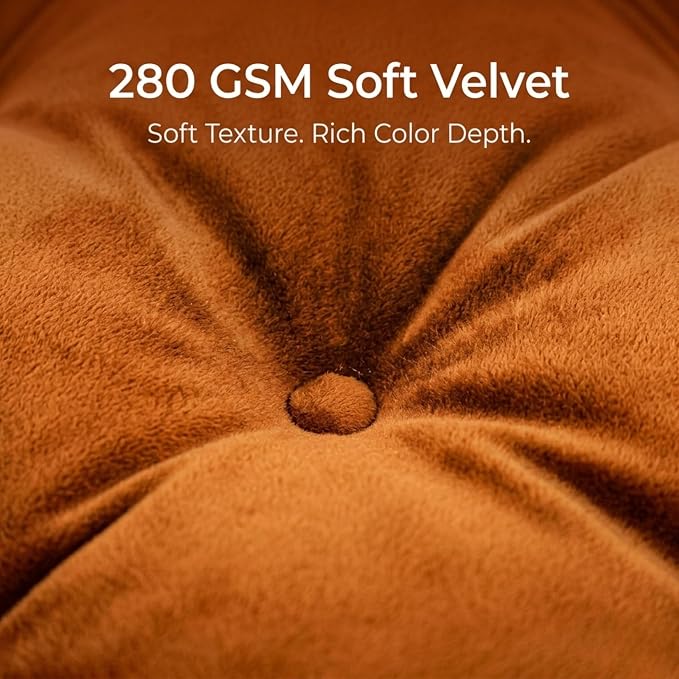Floor Pillow for Adults, Soft Velvet Floor Cushion for Sitting, Single Square Tufted Floor Pillow for Reading Nook, Living Room, Bedroom, 22 x 22 Inch, Orange