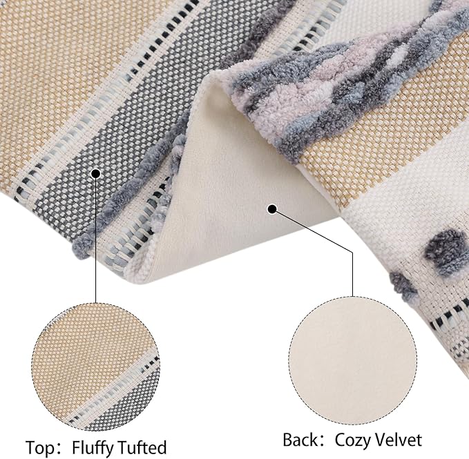 Simmore Boho Decorative Throw Pillow Covers 18x18 Set of 2, Tufted Farmhouse Pillow Covers with Tassels for Cozy Bohemian Couch Sofa Bedroom Home Decor, Grey