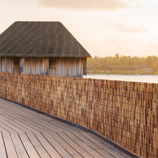 Bamboo Reed Fencing Rolls,5.5FT X 16.4FT Reed Screen Curtain Fence Covering Privacy Bamboo for Outdoor Backyard Patio Garden Decorative Fence (Brown)