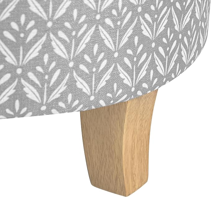 HomePop 19" Round Storage Ottoman - Light Grey Print