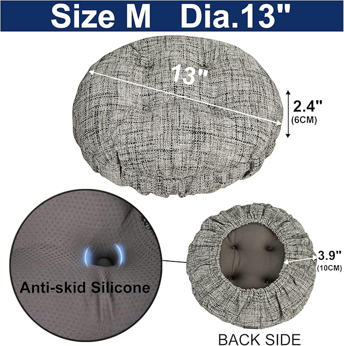 SINOSSO Modern Bar Stool Cushion Dia.13, Fashion Interweaving Design Anti-Skid Silicone Round Stool Seat Cushion Cover Padded (White, M,1)