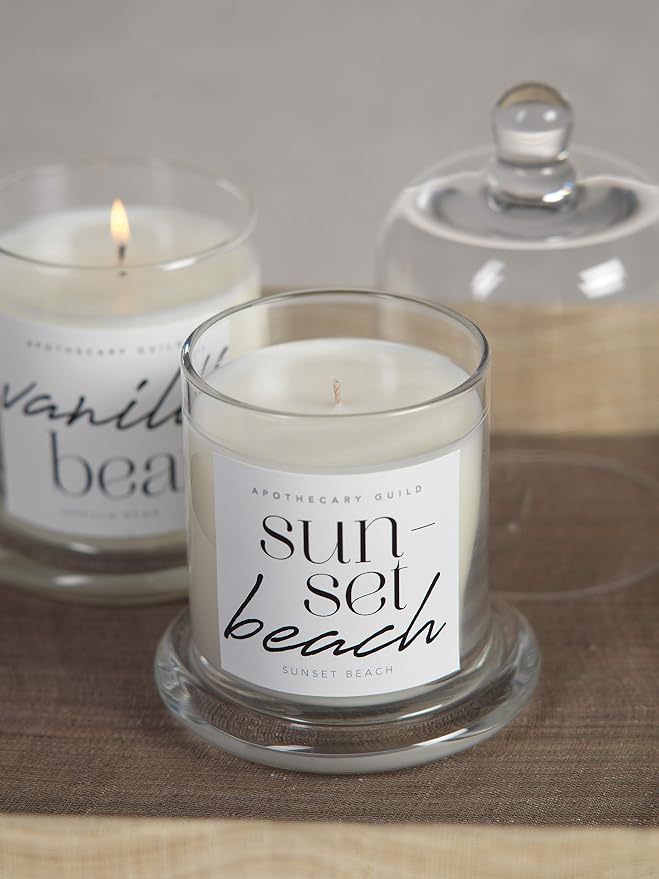 Zodax Sunset Beach Apothecary Guild 10 Ounce Scented Jar Candle with Dome